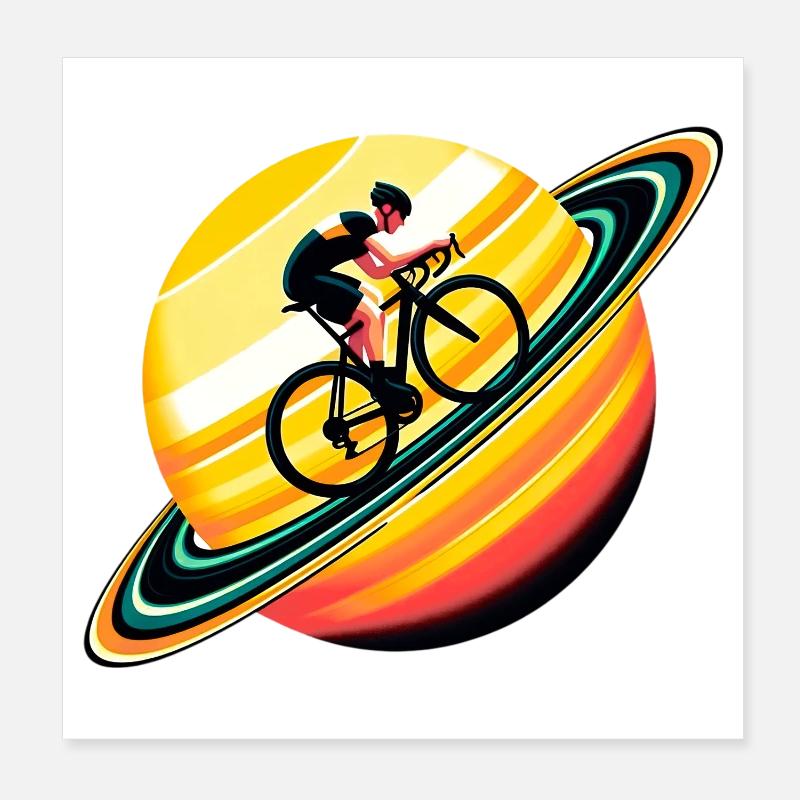 Cycliste sur Saturne Poster 20 x 20 cm