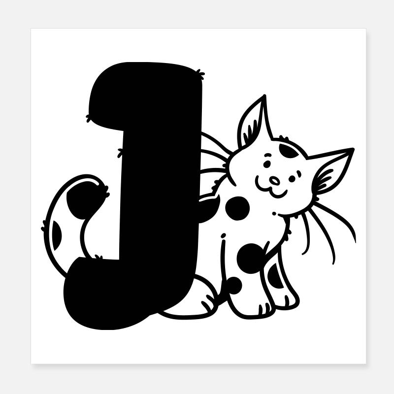 Katze Buchstabe J Poster 20x20 cm