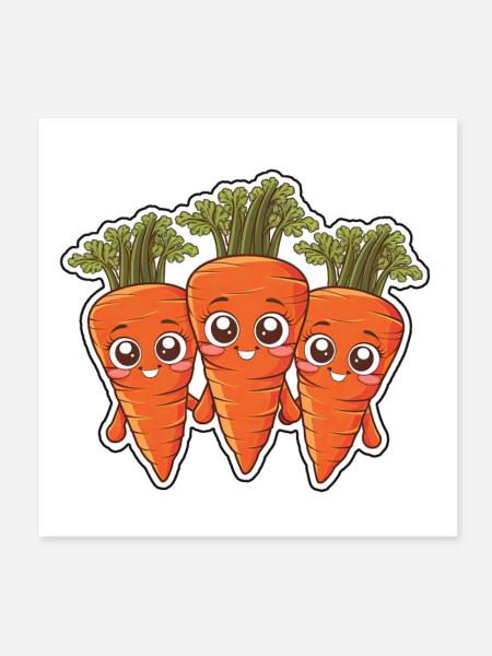 Karla, Kalle und Kim – Die Karottenfreunde - Poster 20x20 cm - Weiß - Vorne