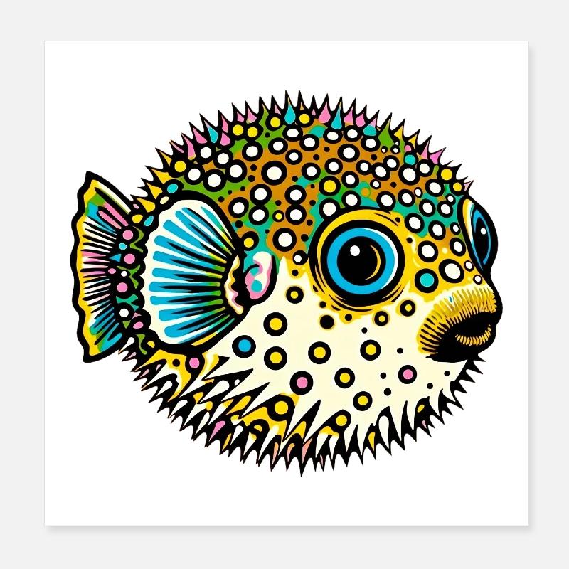 Kugelfisch Poster 20x20 cm
