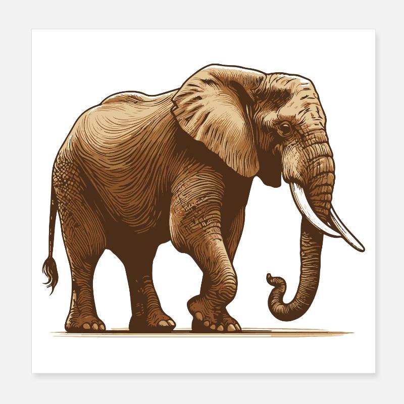 Elephant Poster 8" x 8" (20x20 cm)