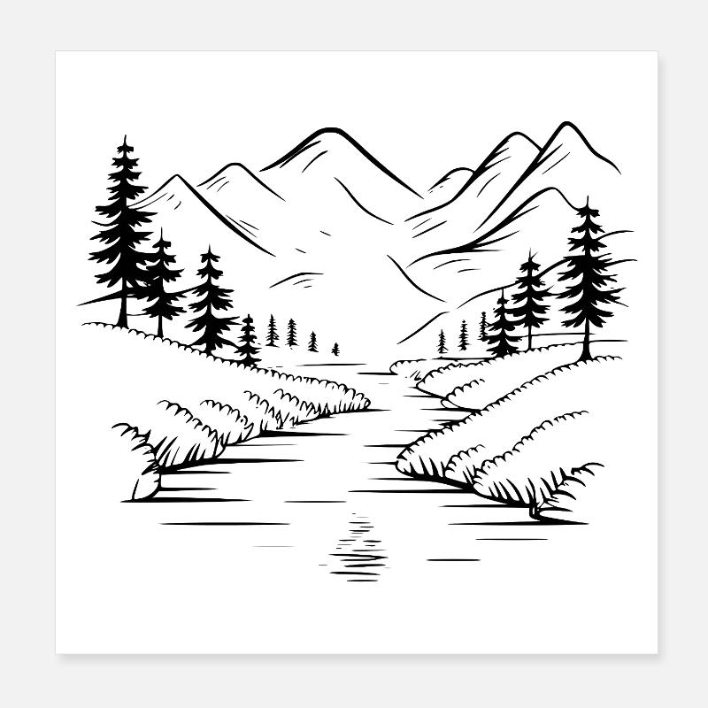 Gebirge Poster 20x20 cm