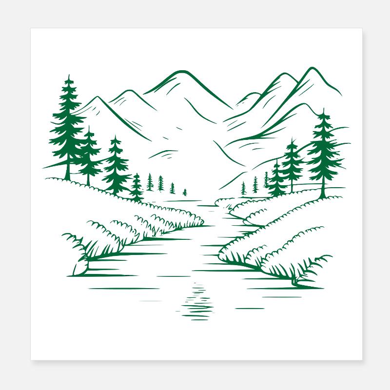 Montagnes Poster 20 x 20 cm