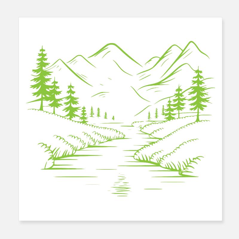 Gebirge Poster 20x20 cm