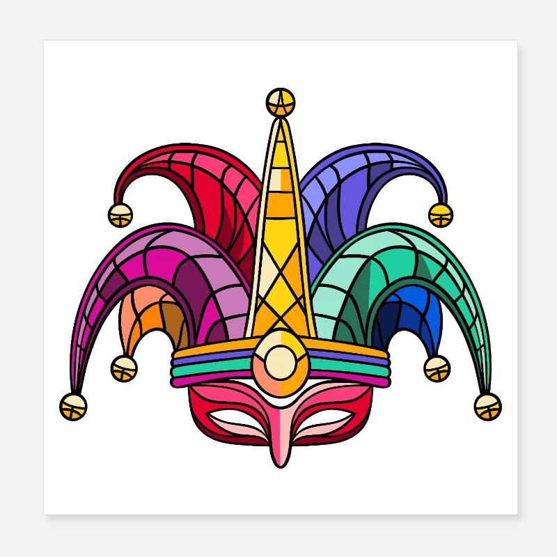 Masque de Fool’s Cap Coloré – Carnaval Carnaval Poster 20 x 20 cm