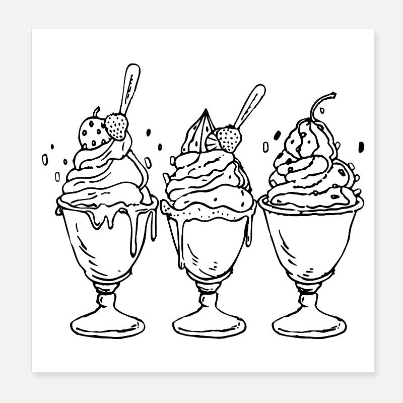 Crème glacée au look de dessin animé Poster 20 x 20 cm