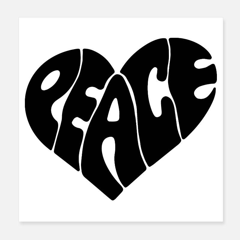 Peace Heart Font Poster 8" x 8" (20x20 cm)
