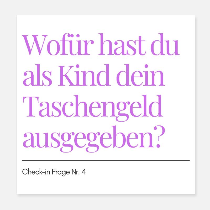 Check-in Frage Nr. 4 - Poster 20x20 cm - Weiß