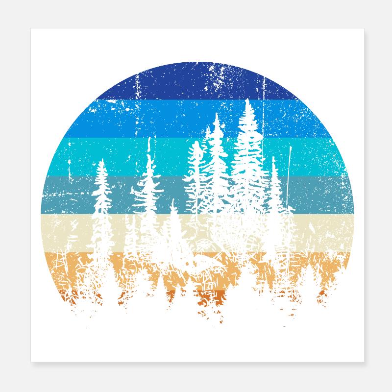 Sunset Forest Silhouette Print Poster 20x20 cm