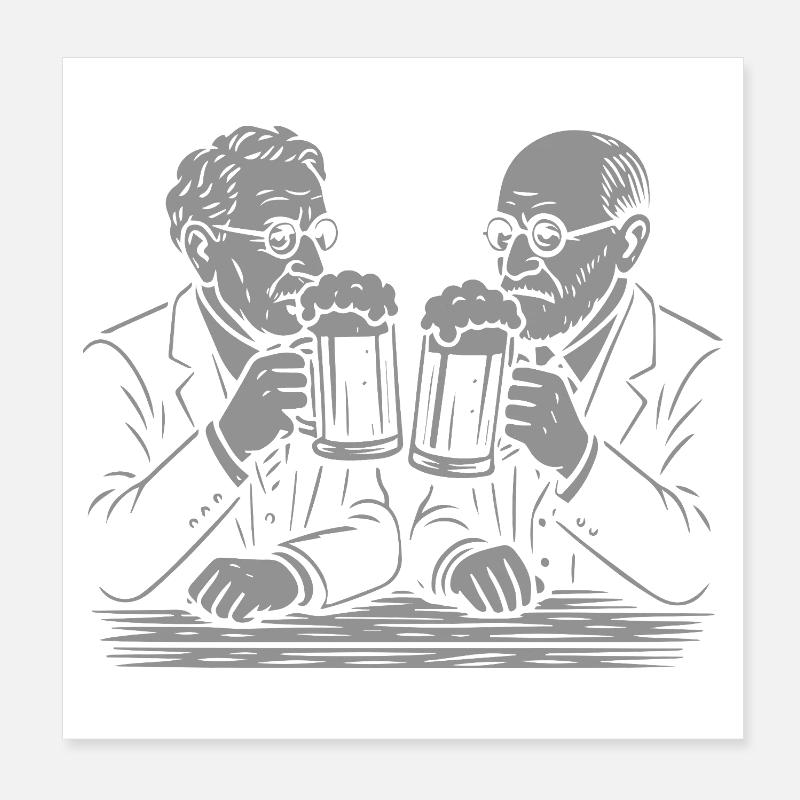 Carl Jung et Sigmund Freud buvant de la bière Poster 20 x 20 cm