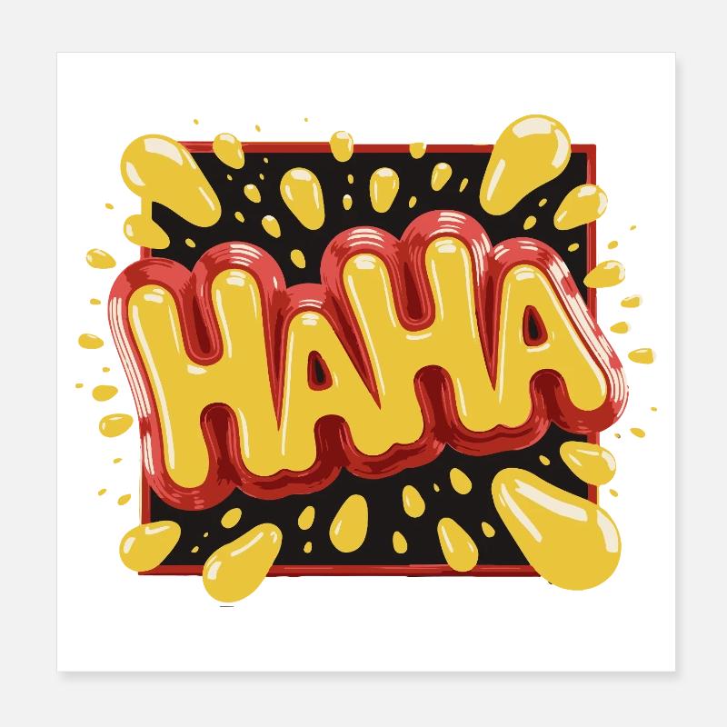 Design de style bande dessinée dynamique Haha Poster 20 x 20 cm