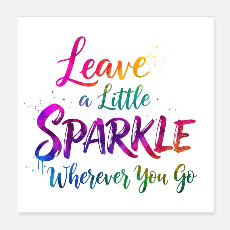 Rainbow Glitter Citation Inspirante Design Poster 20 x 20 cm