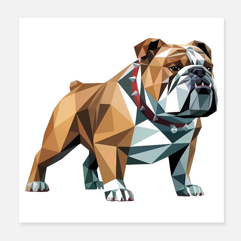 Bulldog - Cooles Low Poly Logo Poster 20x20 cm