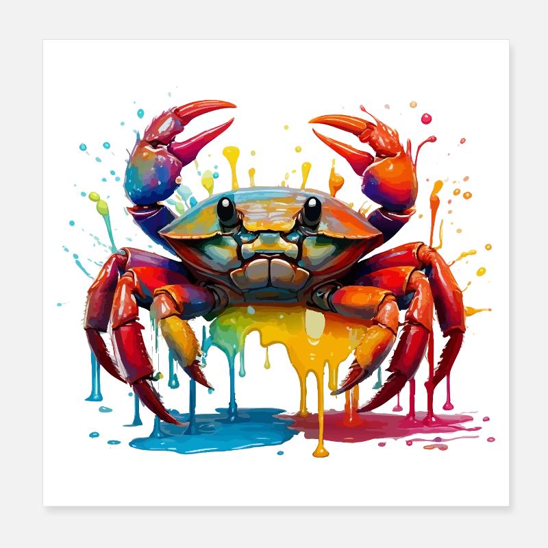 Farbexplosion Krabbenkunst Poster 20x20 cm