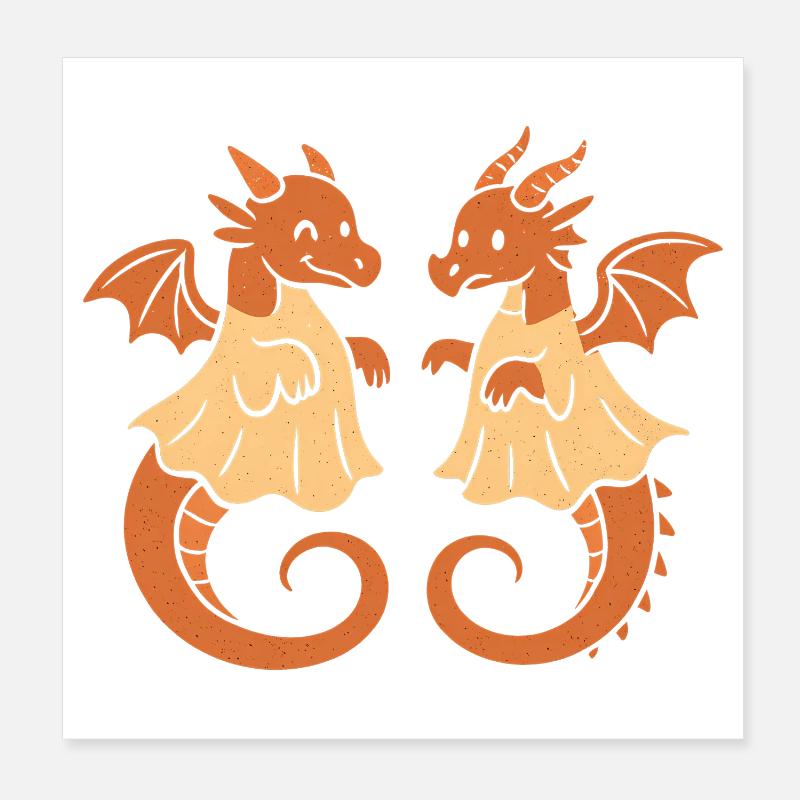 Duo de dragons jumeaux Poster 20 x 20 cm