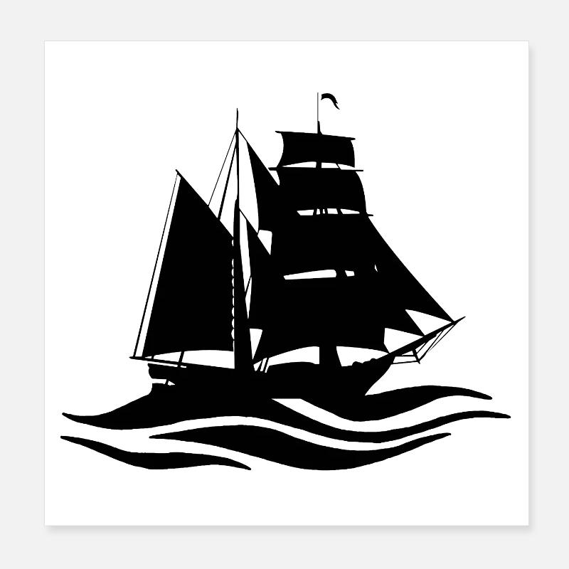 schwarzes Boot und Reisen Poster 20x20 cm