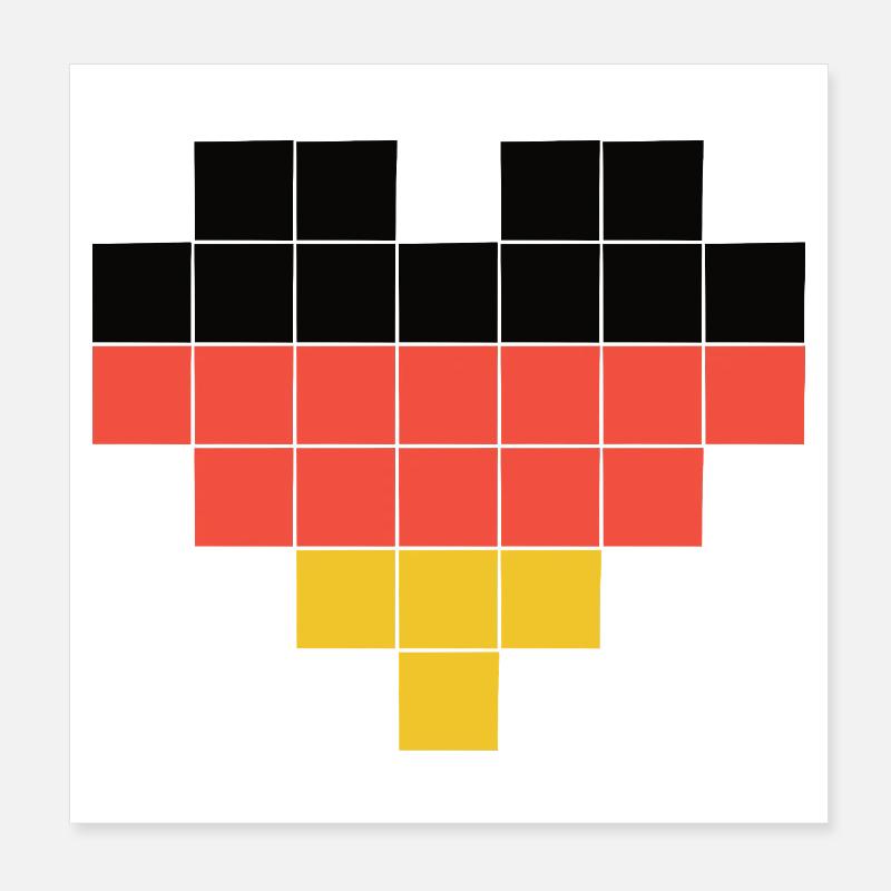 Pixel Heart Germany Flag Poster 8" x 8" (20x20 cm)