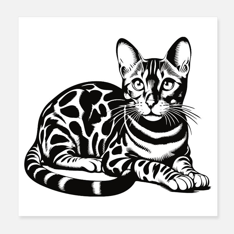 Conception de chat Bengal - sauvage, belle et unique Poster 20 x 20 cm