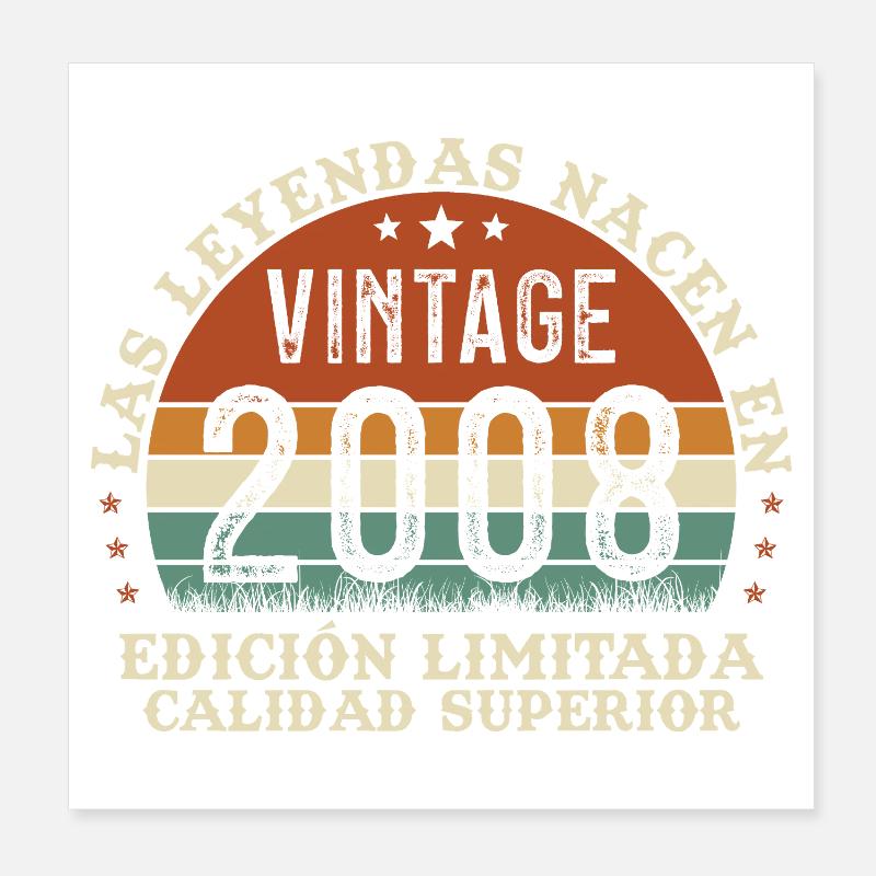Original 2008 Vintage Retro Geburtstagsgeschenk Poster 20x20 cm