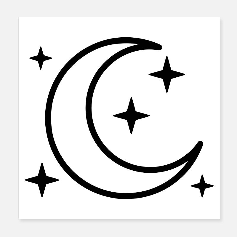 Crescent Moon & Stars | Magic Night Poster 8" x 8" (20x20 cm)