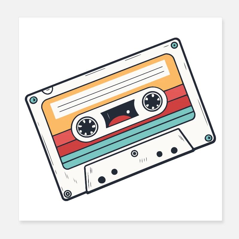 Cassette de musique rétro pastel et coloré 80s Poster 20 x 20 cm