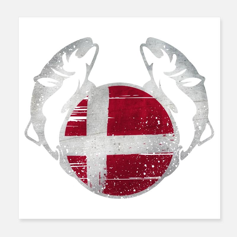 Danemark Pêche Poster 20 x 20 cm