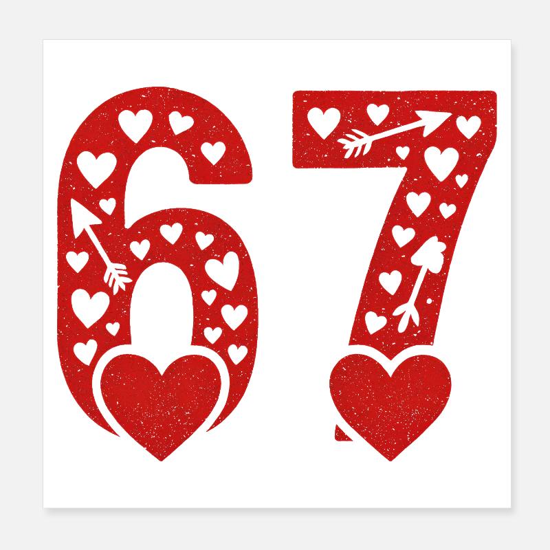 Valentinstag 6-7 Spaß 67 Nummer Valentinstag Sechs - Poster 20x20 cm - Weiß