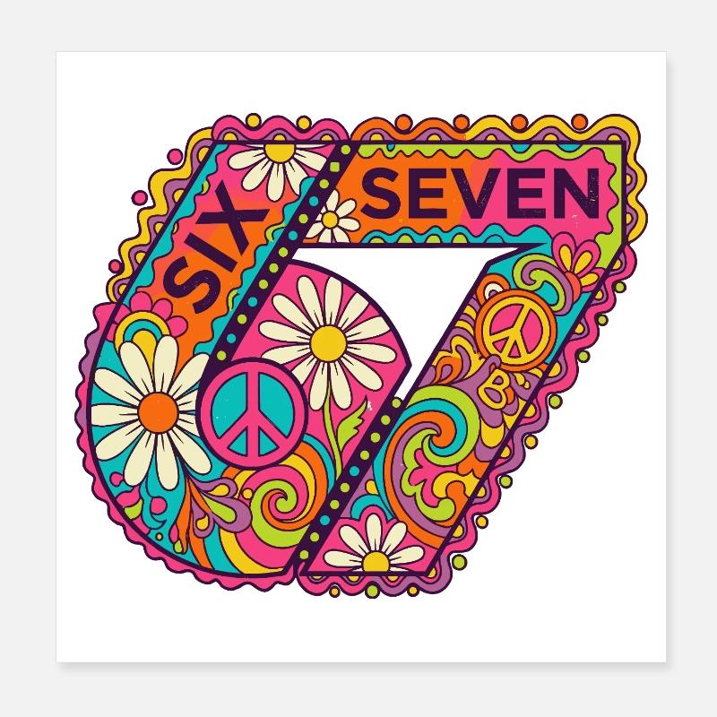 Psychedelic Seven Flowers Poster 20 x 20 cm