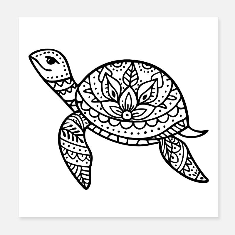 Boho Schildkröte Meer Illustration Boho Stil Poster 20x20 cm