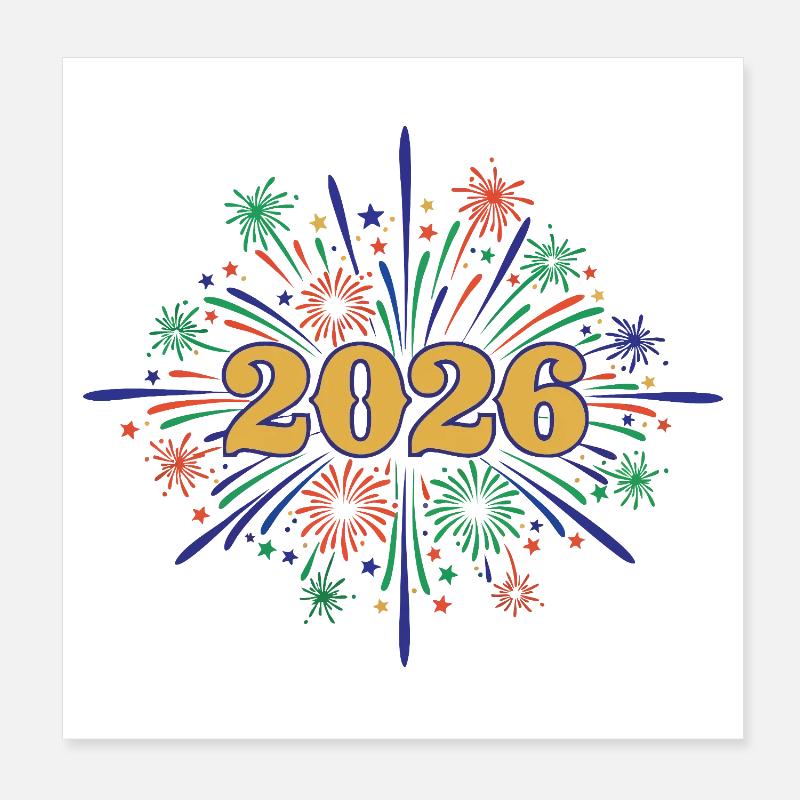 2026 Fireworks Celebration Design Poster 8" x 8" (20x20 cm)