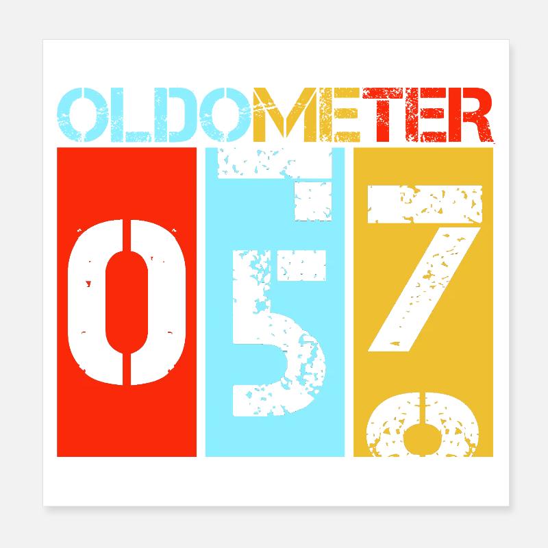Oldometer 57 Retro 57th Birthday Gift Dad Father Poster 8" x 8" (20x20 cm)