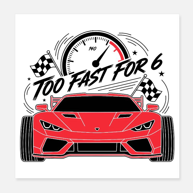 Trop rapide pour 6 voitures de course rouges Poster 20 x 20 cm