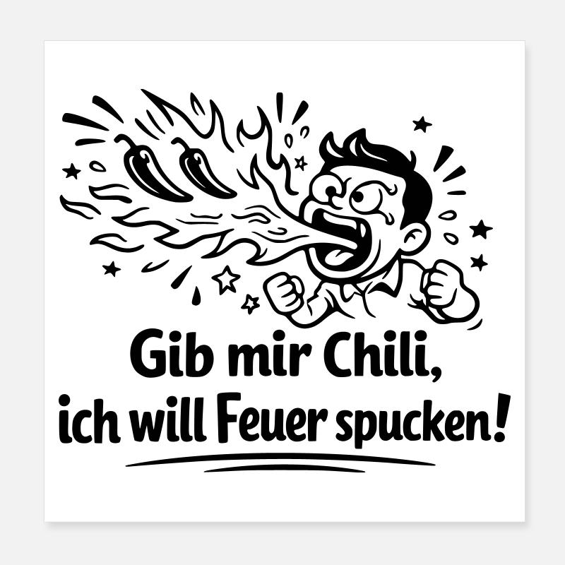 Feuer Spucken Chili Essen Poster 20x20 cm