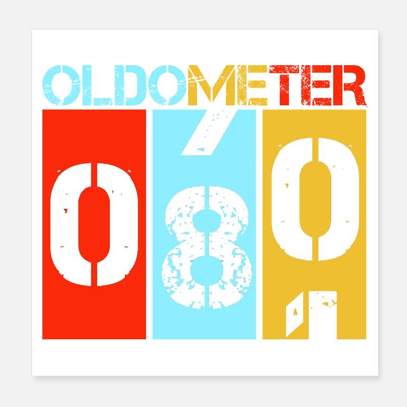 Anniversaire rétro de 80 ans d’Oldometer 80 ans - Poster 20 x 20 cm - blanc