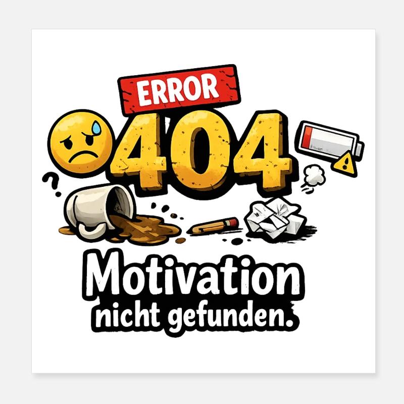 404 Error Motivation nicht gefunden Poster 20x20 cm