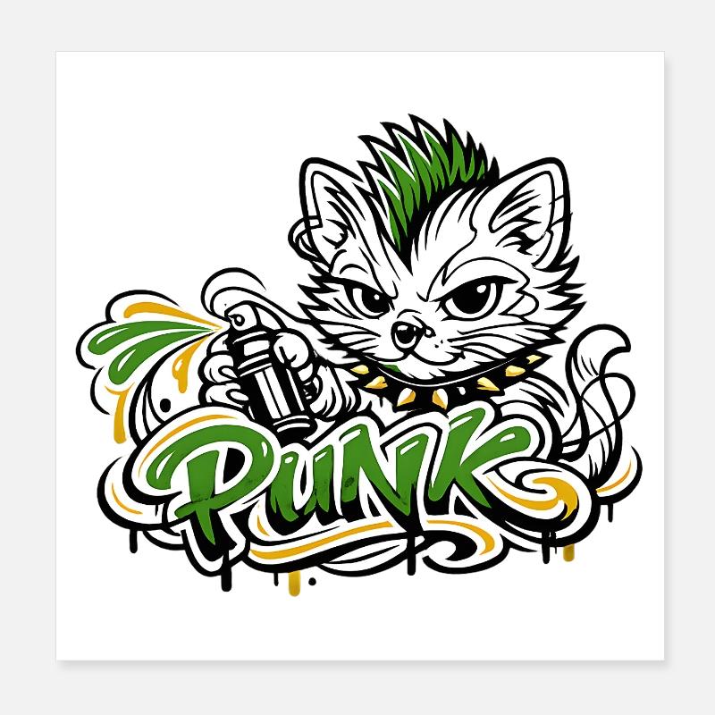 Punkkatz Graffiti Mohawk Poster 20 x 20 cm