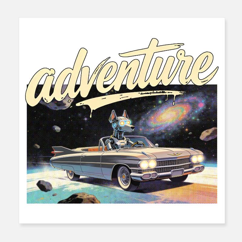 Retro Auto Abenteuer Poster 20x20 cm