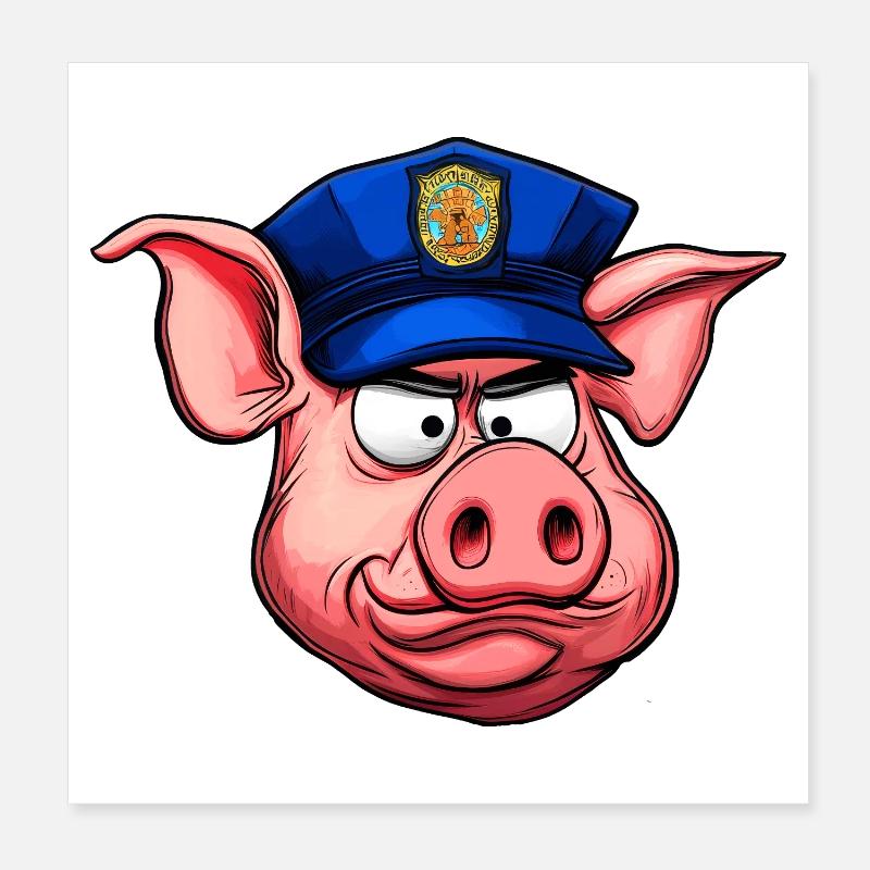 Policeman Pig Poster 8" x 8" (20x20 cm)
