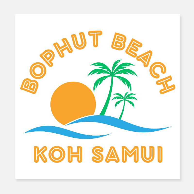 Koh Samui Beach Sunset Palm Poster 8" x 8" (20x20 cm)