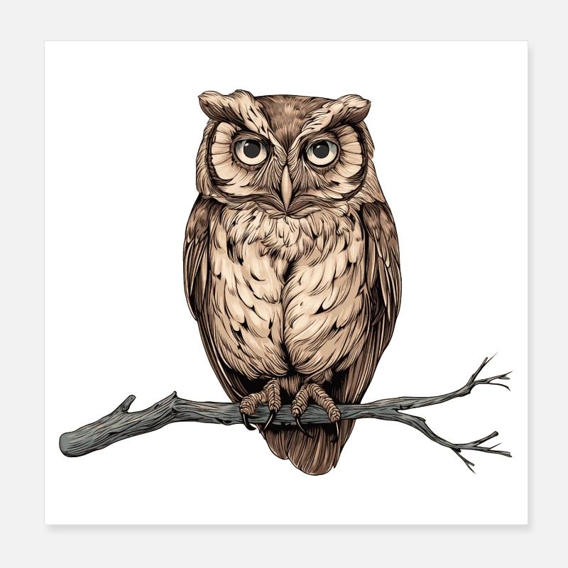 charmante Eule Poster 20x20 cm