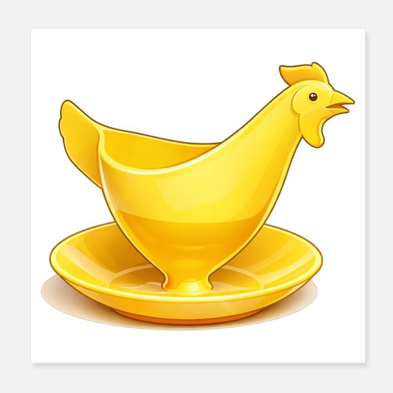 Yellow GDR egg cup, Ostalgie Poster 8" x 8" (20x20 cm)