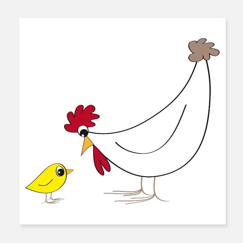 Fans de poulet - - Coq - Poulet fou Poster 20 x 20 cm