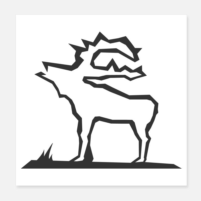 Illustration de l’orignal en Scandinavie Poster 20 x 20 cm