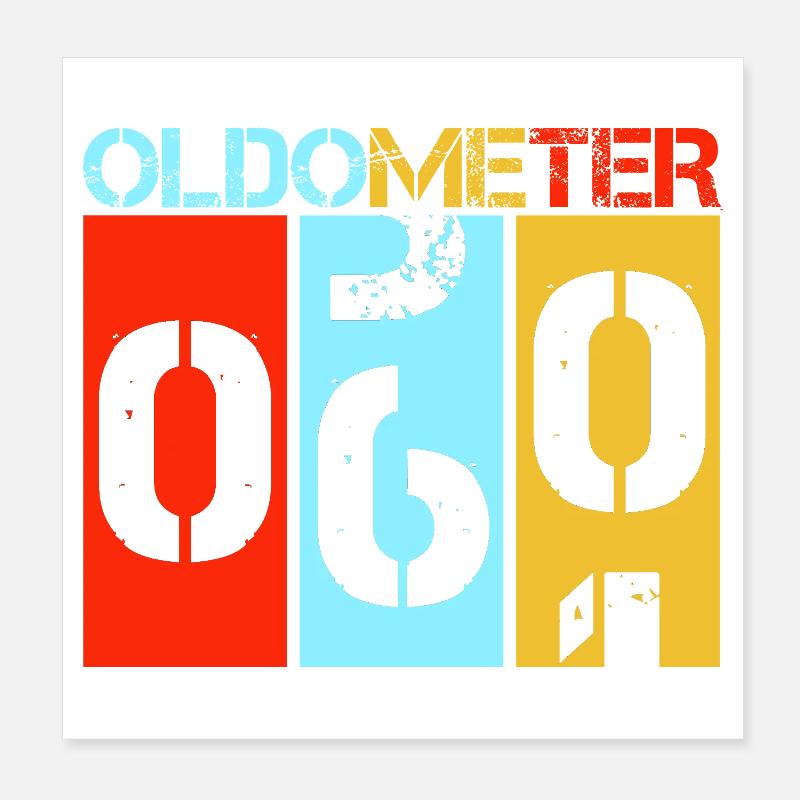 Oldometer 60 Funny 60th Birthday Retro Design Poster 8" x 8" (20x20 cm)