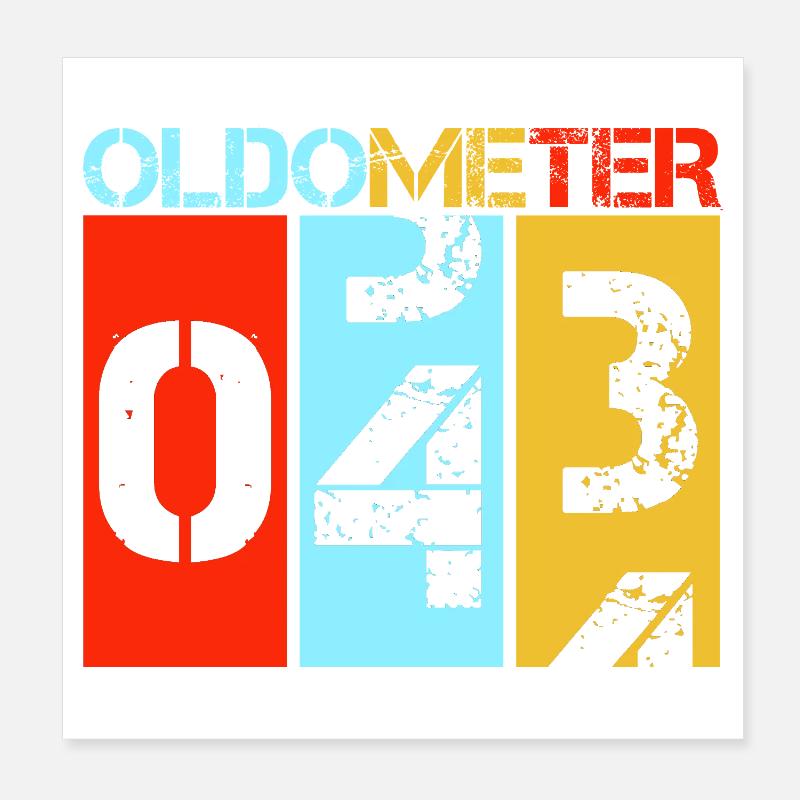 Oldometer 43 Retro Vintage 43. Geburtstagsdesign Poster 20x20 cm