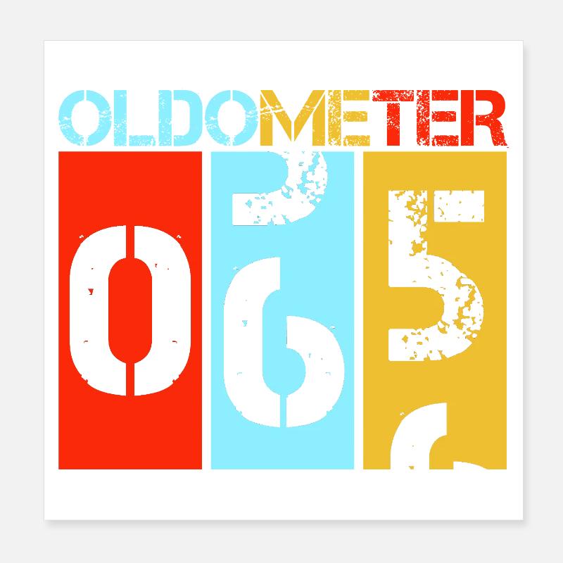 Oldometer 65th Birthday Retro Speedometer Art Poster 8" x 8" (20x20 cm)