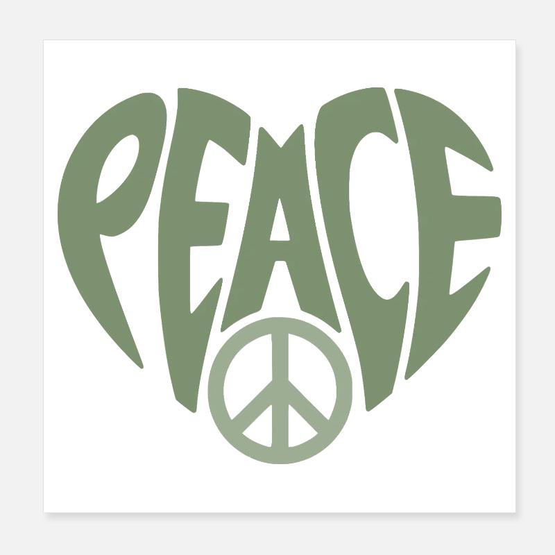 Friedens Herz mit Peace Typo Poster 20x20 cm