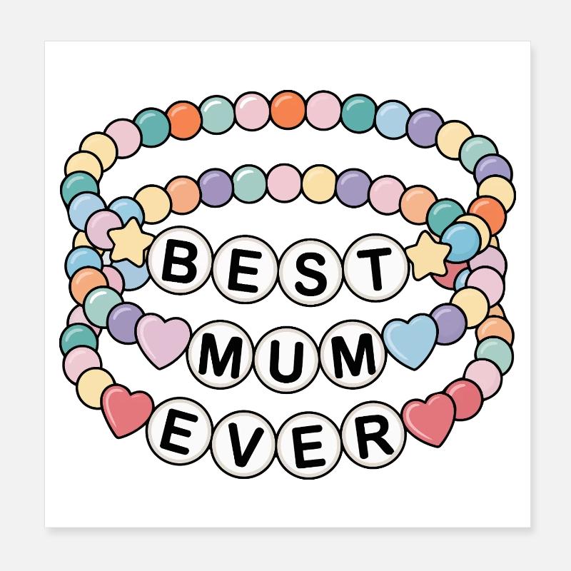 Beste Mama Ever - Perlenkette für Muttertag Poster 20x20 cm