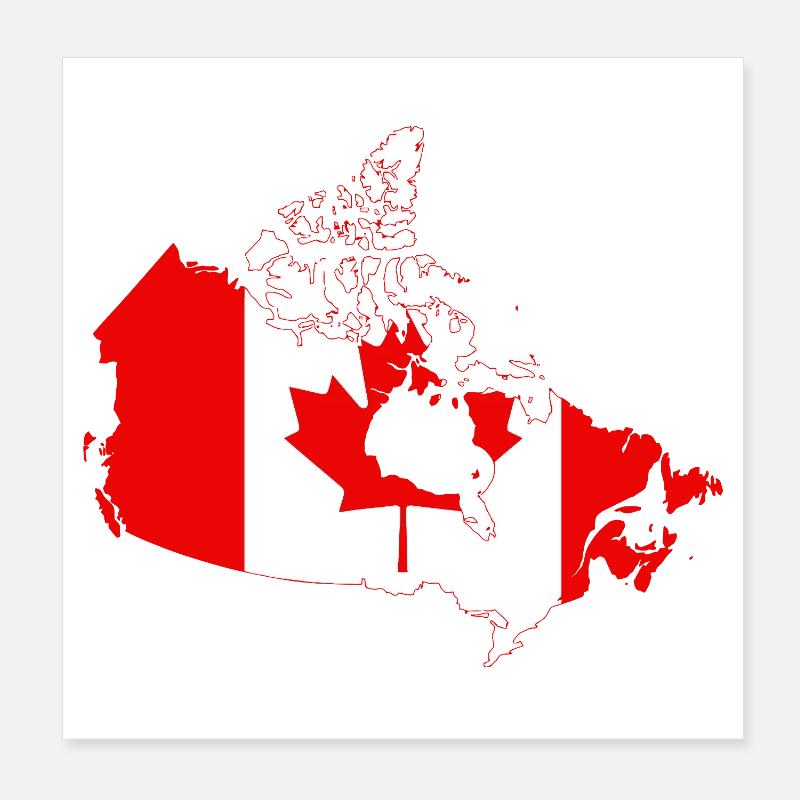 Canada Map Flag Silhouette Poster 8" x 8" (20x20 cm)