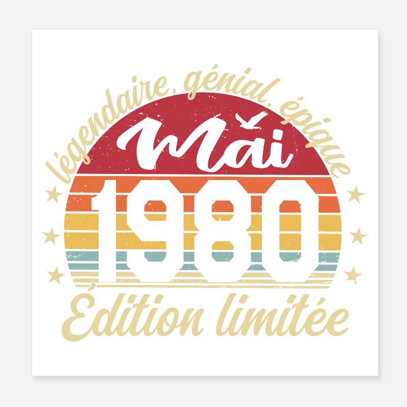 les légendes sont nées mai 1980 Poster 20 x 20 cm